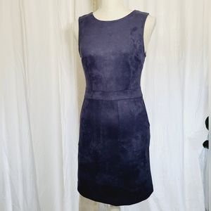 Anthropologie Bishop Young Faux Suede Little Blue Women's Shift Dress Blue Fall